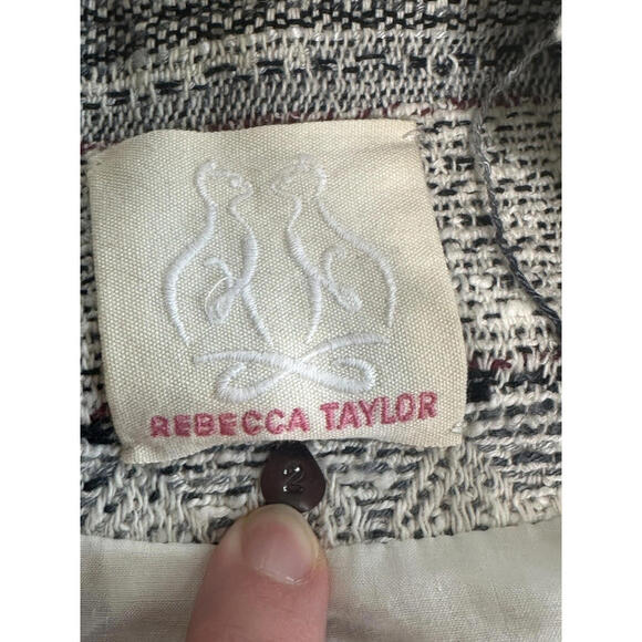 Rebecca Taylor Tweed Pattern Evening Jacket Blazer Womens 2 Multicolor Peplum - Picture 8 of 9